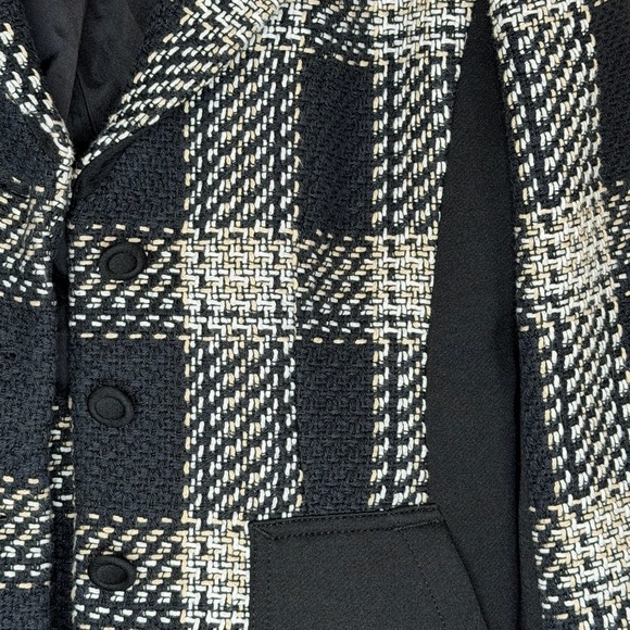 White House Black Market Black and White Plaid Blazer Textured Career Workwear - Picture 11 of 16